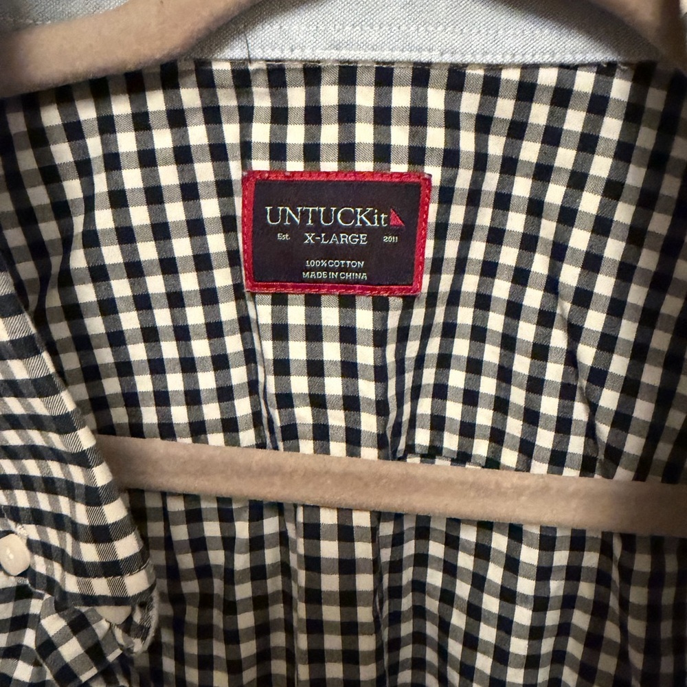 UNTUCKit Men's Central Otago Checked Black White Button Down Shirt- Size XL - Picture 4 of 8